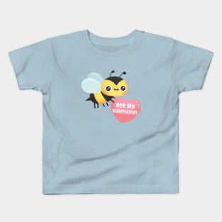 Cute Bee My Valentine, Valentines Day Pun Cartoon Kids T-Shirt